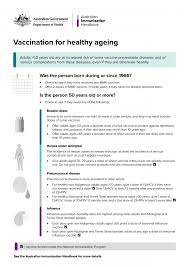 Vaccination For Healthy Ageing The Australian Immunisation Handbook