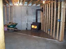 Wood Stove In Basement Wood Stove Wood Unfinished Basement