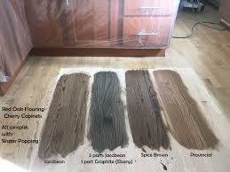 Red Oak Flooring Stain Options With Cherry Cabinets Water Popping Jacobean Graphite Spice Bro Wood Floor Stain Colors Hardwood Floor Colors Red Oak Floors