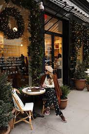 Parisian Moments In Nyc With Sezane Atlantic Pacific Cafe Design Coffee Shop Christmas Window