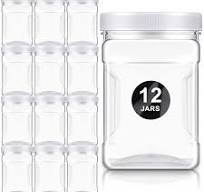 12 Pack Clear Plastic Storage Jars With Lids 27 Oz Square Plastic  Containers Wit