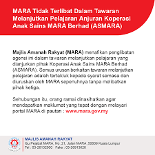 Usia dini koperasi anak sains mara berhad (asmara). Mara Tidak Terlibat Dalam Tawaran Majlis Amanah Rakyat ÙÙŠØ³Ø¨ÙˆÙƒ