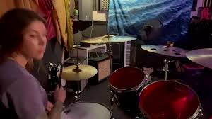 Sina drummer nude posing behind kit