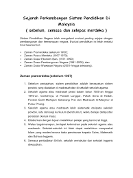 Sejarah Perkembangan Sistem Pendidikan Di Malaysia