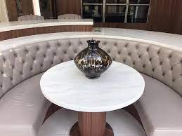 Simply Stunning Walnut Kitchen Topped With Amazing Curved Corian Clamshell Worksurfaces 38mm Main Worktop Completes A Hal Corian Worktops Corian Booth Seating