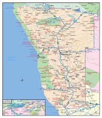 Rail service in namibia is provided by transnamib. Large Detailed Road Map Of Namibia With Other Marks Namibia Africa Mapsland Maps Of The World