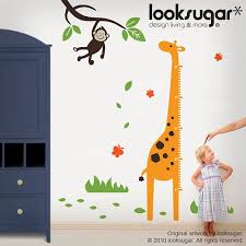 Giraffe Growth Chart Wall Decal With Monkey And By