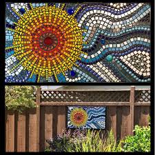 Mosaic On Fence In Garden Mosaic Garden Art Mosaic Art Projects Mosaic Art