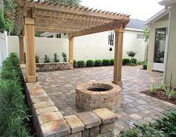 This Is Getting Pretty Close Good To Have The Arbor Away From The House But Covering The Table For Shade And The Fire Pit To The Si Paver Patio Pergola Patio