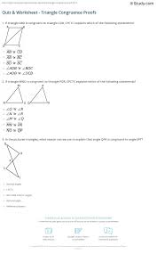 Quiz Worksheet Triangle Congruence Proofs Study Com