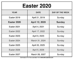 Easter 2020 Calendar Calendar Printables Calendar Calendar Template