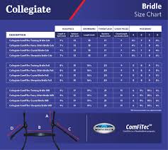 collegiate comfitec bridle size chart