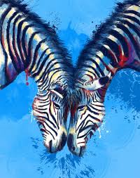 Friendship Digital Painting Colorful Painting Of Two Zebras Prints And Products Are Available In My Society6 Store Portrait Art Animal Paintings Animal Art