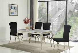 Shop our best selection of black kitchen & dining room table sets to reflect your style and inspire your home. White Marble Dining Table And 4 Black Velvet Chairs Homegenies