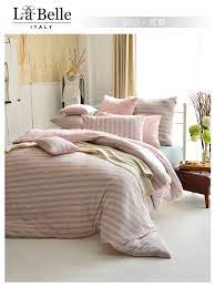 義大利la belle 特大純棉色坊針織被套床包組 斯卡線曲 粉綠 great living home decor furniture decor