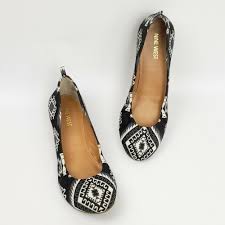 Black And White Ballet Flats Nine West 6 5 Ballet Flats Black White Gray Boho Geometric Print Fabric Ninewest Balletflats Black Ballet Flats Boho Geometric Ballet Flats