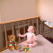 It is made for both indoor and outdoor use. Amazon Com Child Safety Net Durable Banister Guards For Kids Safety For Indoor Stairs Rails Cribs Balcony Easy To Install And Use For Kids Pets Toys Safety With More Ropes Ties Brown