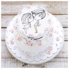 Bellos toppers de 20 años, aniversario de porcelana para tartas, tortas, pasteles, bizcochos o cakes para imprimir gratis para tu fiesta de compromiso, boda o aniversario. Happiest Wedding Anniversary Lovebirds So Blessed To Know You Both J H Kawaii Dessert Pretty Cakes Cake Decorating