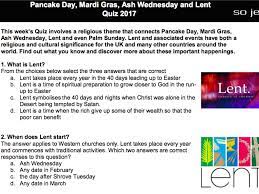 The sunday after palm sunday is called? Pancake Day Mardi Gras Ash Wednesday And Lent Quiz Teaching Resources