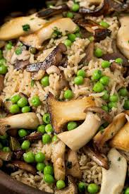 Baked Rice With Chicken And Mushrooms Recipe Recipe Baked Rice Recipes Stuffed Mushrooms
