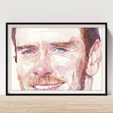 Michael Fassbender (watercolour) Art Print by Michael Frith
