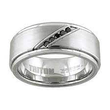Previously Owned Triton Men S 1 10 Ct T W Black Diamond Slant Comfort F Black Diamond Ring Engagement Black Diamond Wedding Bands Diamond Wedding Band Sets