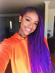 Purple Braids Styles 35 Gorgeous Purple Braids Hairstyles Hair Styles Purple Box Braids Purple Braids