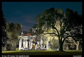 picture photo antebellum mansion set in garden with backlit oak tree at night natchez mississippi usa natchez mansions antebellum