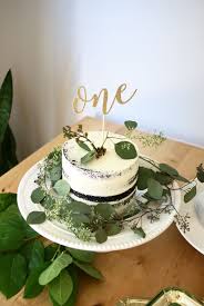 First Birthday Cake Natural One Decor Party Inspiration Neutral Greenery Simple First Birthday Boys First Birthday Cake Natural Birthday Cake