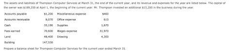 Balances, april 1, 20y0 $180,000. Answered The Assets And Liabilities Of Thompson Bartleby