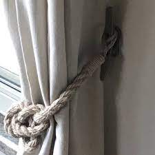 Square Knot Curtain Tie Back Beach Decor Jute Rope Curtain Etsy Curtain Tie Backs Rope Curtain Tie Back Nautical Curtains