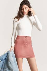 Pencil style skirt two front pockets lace up front tie. Forever 21 Women S Faux Suede Lace Up Skirt In Mauve Purple Lyst