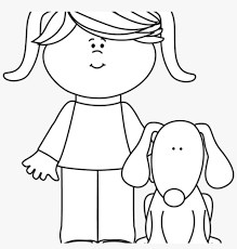 Black and white puppy clipart. Puppy Clipart Black And White Girl With Pet Dog Clip Clipart Png Black And White Free Png Image Transparent Png Free Download On Seekpng