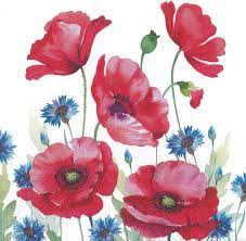 Canvases, paintings, sculptures by contemporary artists. Serviette Papier Bouquet De Coquelicot Et Bleuet Un Grand Marche
