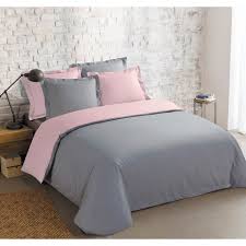Vision Parure De Couette Bicolore 100 Coton 1 Housse De Couette 220 X 240 Cm 2 Taies 65 X 65 Cm Gris Et Rose Housse De Couette Grise Housse De Couette Parure De Couette