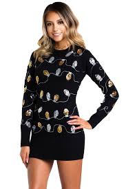 Women S Christmas Light Strand Sequin Sweater Dress Christmas Sweater Outfits Christmas Women Christmas Onsies