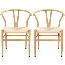 Makan white wood and cane chair. Yaheetech 2pcs Metal Dining Chair Mid Century Chair With Y Shaped Backrest Hemp Seat And Solid Metal Frame Wood Walmart Com Walmart Com