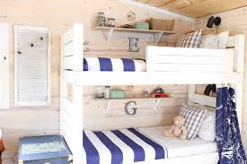 Custom designed for this room, the bunk beds and flanking bookshelves maximize the room's usage. Kids Bunkbed Shared Room Nesting With Grace