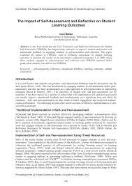 In this type of paper you should analyse and reflect upon how an experience, academic task, article, or lecture shaped your perception and thoughts on a subject. Pdf The Impact Of Self Assessment And Reflection On Student Learning Outcomes