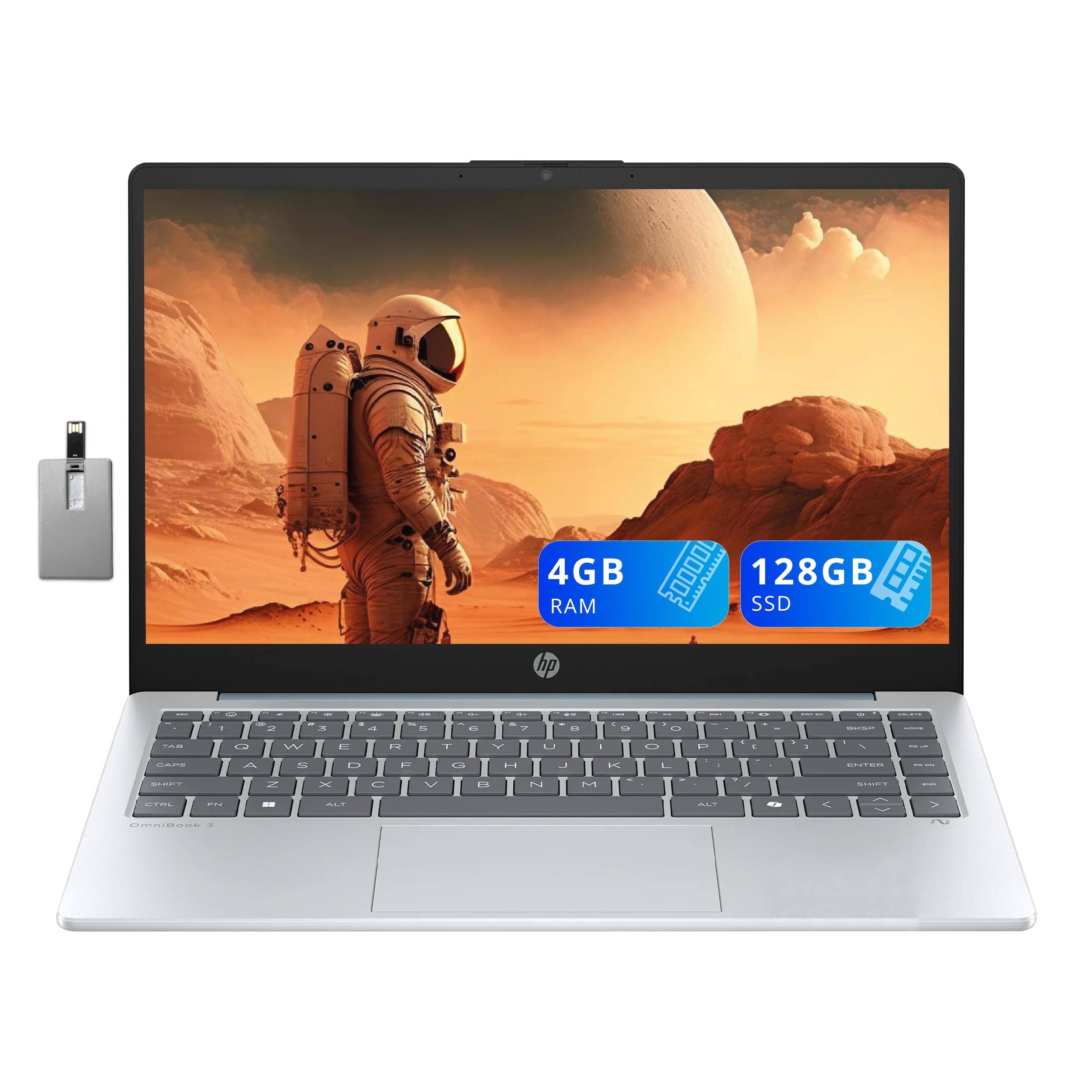 Hp 14 inch HD Windows Laptop AMD Athlon 7120 4GB Ram 128gb Ssd Moonlight