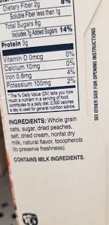 Nutrition label · nutrition facts · serving size 1.00 packet · amount per serving · calories 130calories from fat 20 · % daily value* · total fat 2g · saturated fat . Instant Oatmeal Peaches And Cream Quaker Oats