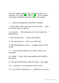 Article Usage Worksheets Grammar Activities Worksheets Esl Articles English Grammar Worksheets