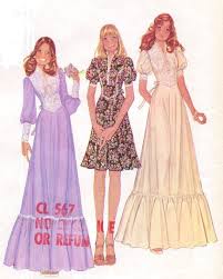 70s Mccalls Sewing Pattern 4381 Womens Prairie Style Long Or Short Dress Size 12 14 16 Bust 34 36 38 Boho Dress Pattern Vintage Clothes Patterns Vintage Dress Patterns