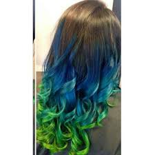 It features a transition from light to dark, but there's a color in between the roots and the tips that makes it look more natural. Dip Dyed Hair Liked On Polyvore Featuring Accessories Hair Accessories Green Hair Accessories And Blue Hair Accesso Dip Dye Hair Hair Dye Colors Ombre Hair