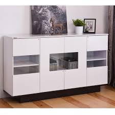Mona High Gloss White Buffet With Display Windows Buy Sideboards Buffets Buffet Furniture White Buffet Glass Cabinets Display