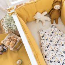 Double Gaze De Coton Moutarde Tour De Lit Bebe Chambre Bebe Lit Bebe
