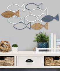 School Of Fish Wall Art Decor Fish Wall Decor Wall Decor Wood Wall Decor