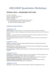 Quantitative Workshop Schedule Of Topics
