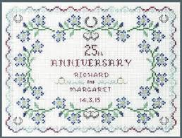 Details About Silver Wedding Anniversary Sampler Cross Stitch Kit With Clear Colour Chart