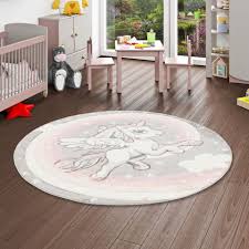 Super schöner spielteppich.unsere tochter liebt den teppich. Kinder Teppich Maui Kids Pastell Grau Rosa Einhorn Rund